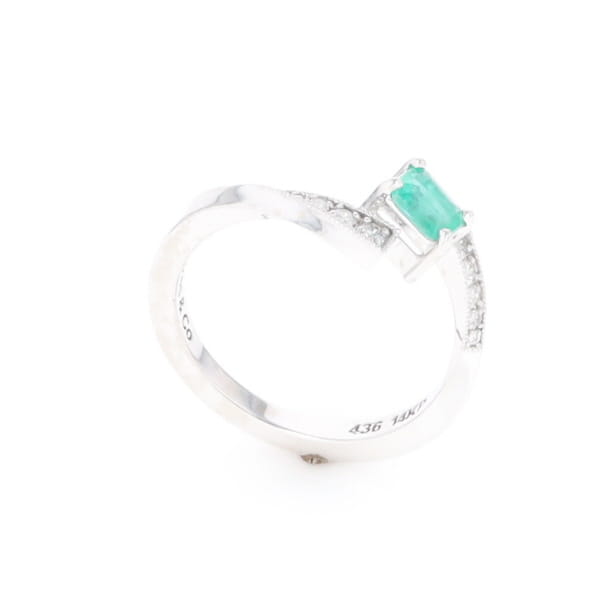 Emerald Twist Ring with Diamond Accents