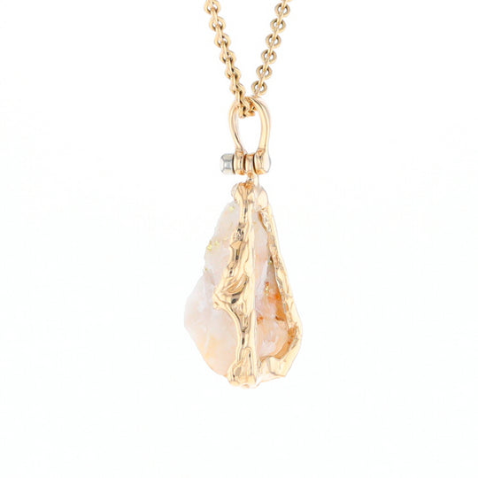 Rough gold Quartz Freeform Pendant