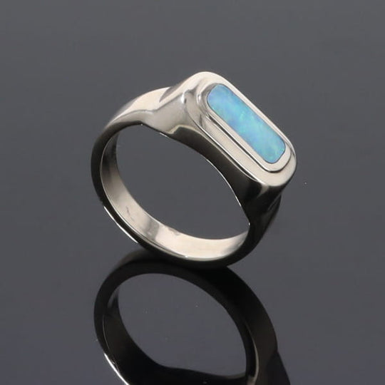 Opal Rings Rectangle Inlaid Design Lady's Ring