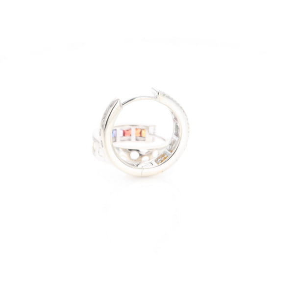 Multi-color Sapphire Hoop Earrings with Diamond Accents