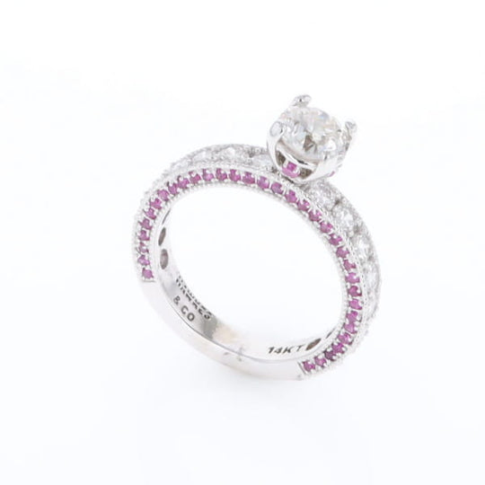 Diamond and Pink Sapphire Engagement Ring