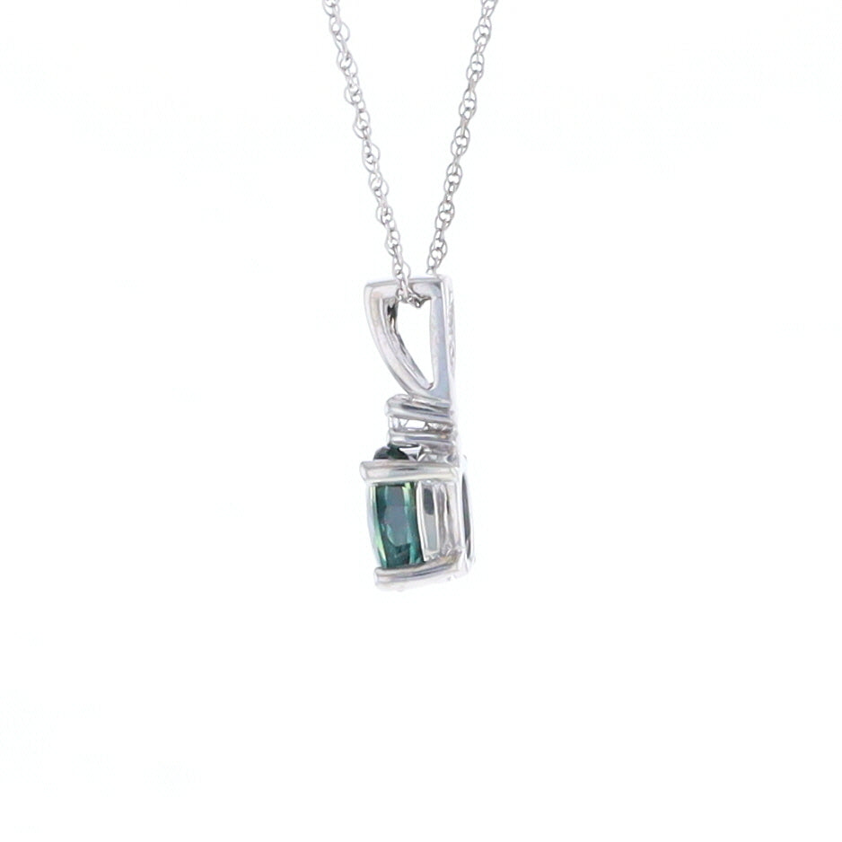 White Gold Sapphire & Diamond Pendant