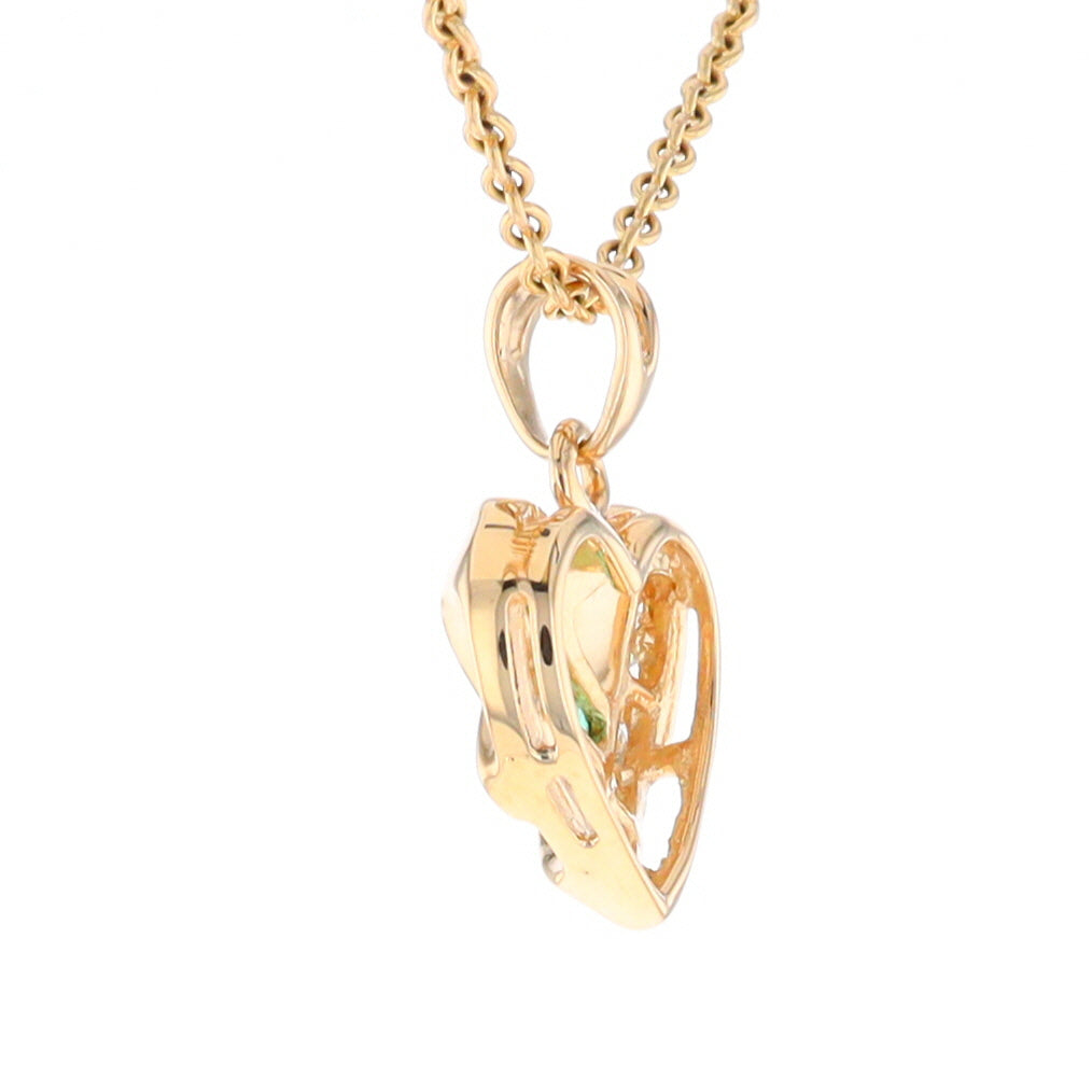 Open Criss-Cross Heart Emerald and Diamond Pendant