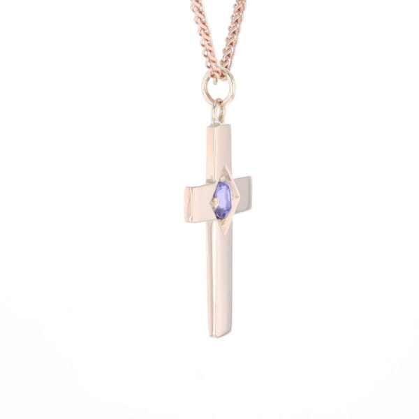 Cross Pendant with Purple Sapphire