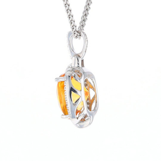 Checkered Citrine Diamond Halo Pendant