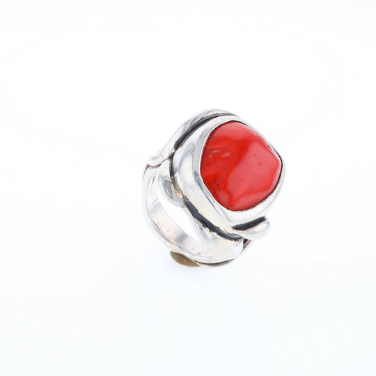 Native Oval Coral Free Form Ring