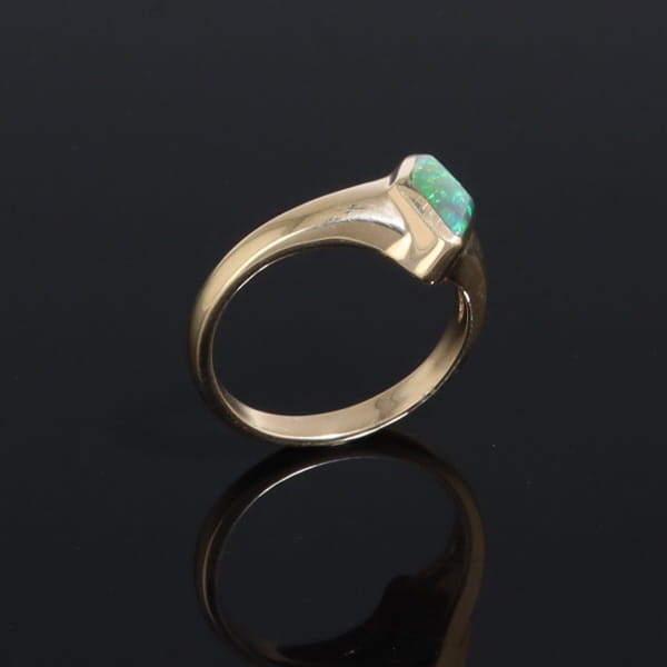 Ethiopian Opal Rings Diamond Shape Inlaid Design