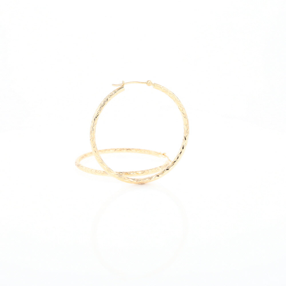 Textured Hollow Diamond Cut Hoop Earrings