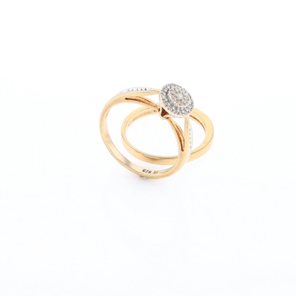 Gold Plated Silver Diamond Engagement Ring Set