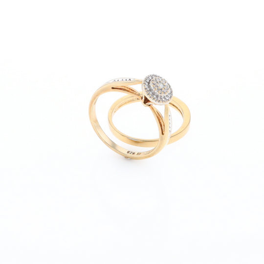 Gold Plated Silver Diamond Engagement Ring Set