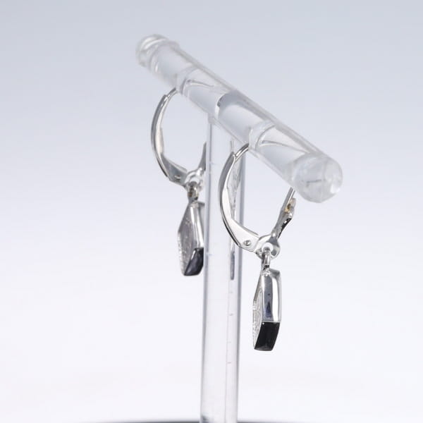 Opal Earrings Diamond Shape Inlaid Design Lever Backs