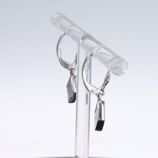 Opal Earrings Diamond Shape Inlaid Design Lever Backs
