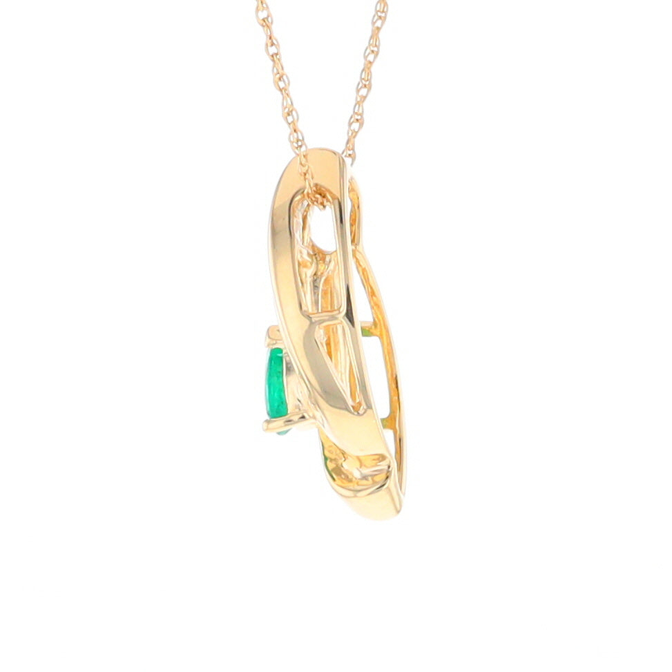 Pear Shaped Emerald Ribbon Pendant