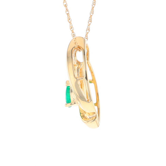 Pear Shaped Emerald Ribbon Pendant