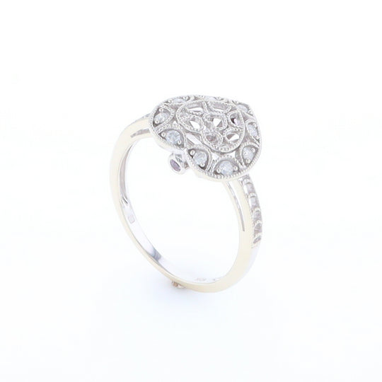 Open Heart Filigree Ring