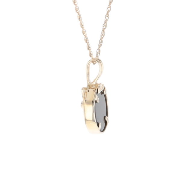 Onyx Cat Pendant with Diamond Eyes