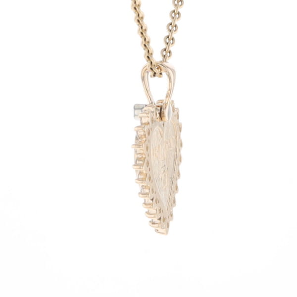 Gold Quartz Heart Shape Inlaid .55Ctw Diamond Pendant