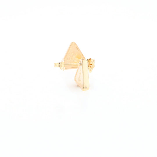 Gold Quartz Earrings Triangle Inlaid Studs - G2