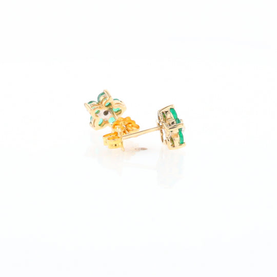 Emerald Flower Stud Earrings