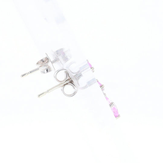 Synthetic Pink Sapphire Dangle Heart Earrings