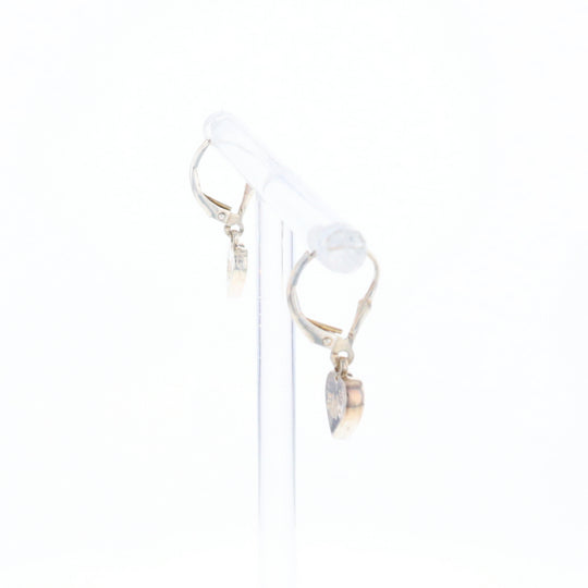 Silver Gold Quartz Inlaid Heart Earrings - G3