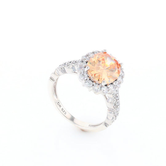 Peach Imitation Topaz Halo Ring