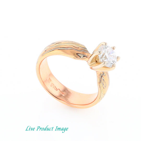 MoKume Gane Solitaire Diamond Ring