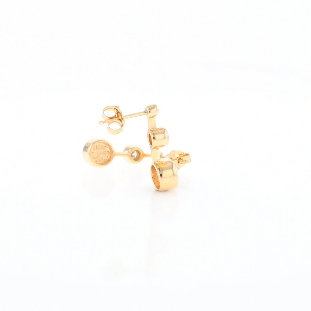 Gold Quartz Round Inlay with Diamond Accents Stud Earrings G2