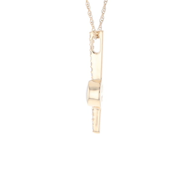 Diamond Bar Gold Quartz Round Inlaid Pendant G2