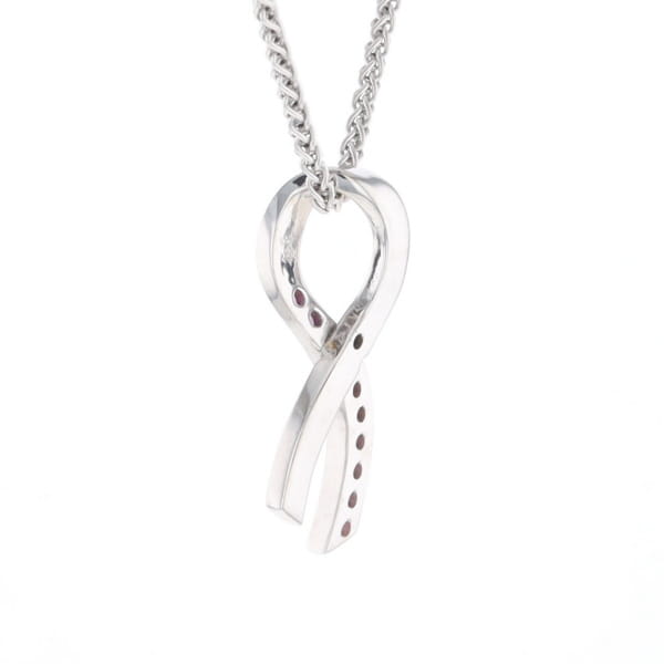 Pink Sapphire Breast Cancer Ribbon Pendant