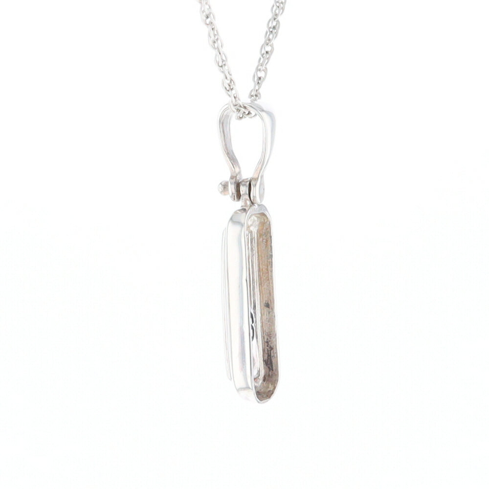 Sterling Silver Gold Quartz Invlaid Rectangle Bar Pendant - G3