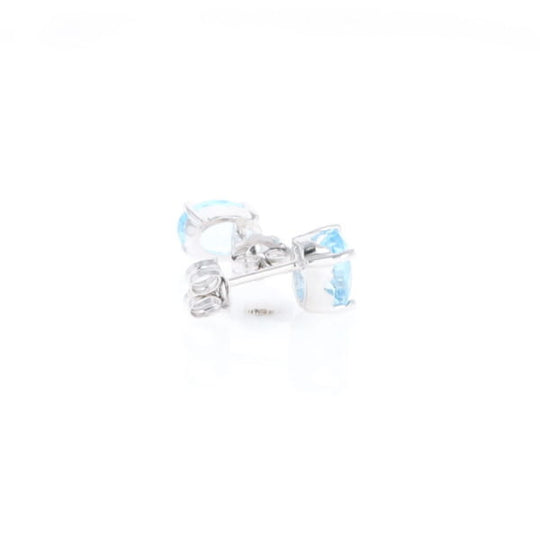 Oval Blue Topaz Stud Earrings