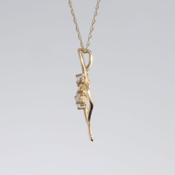 Round Opal & Diamond Heart Necklace