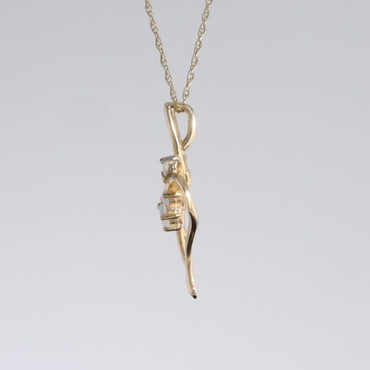 Round Opal & Diamond Heart Necklace