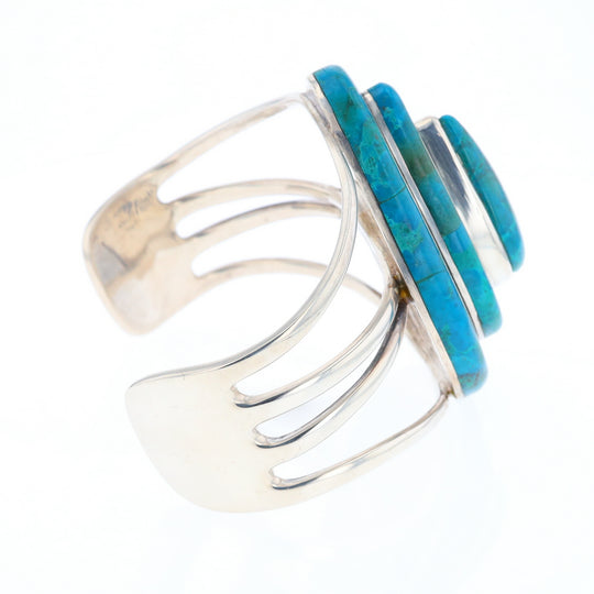 3-Layer Turquoise Raindrop Sterling Silver Cuff