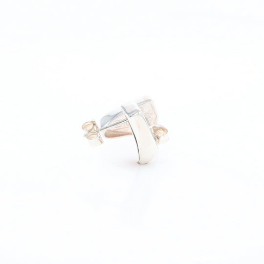 Sterling Silver Gold Quartz Inlaid Shield Stud Earrings - G3