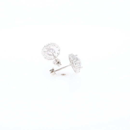 Cubic Zirconia Halo Stud Earrings