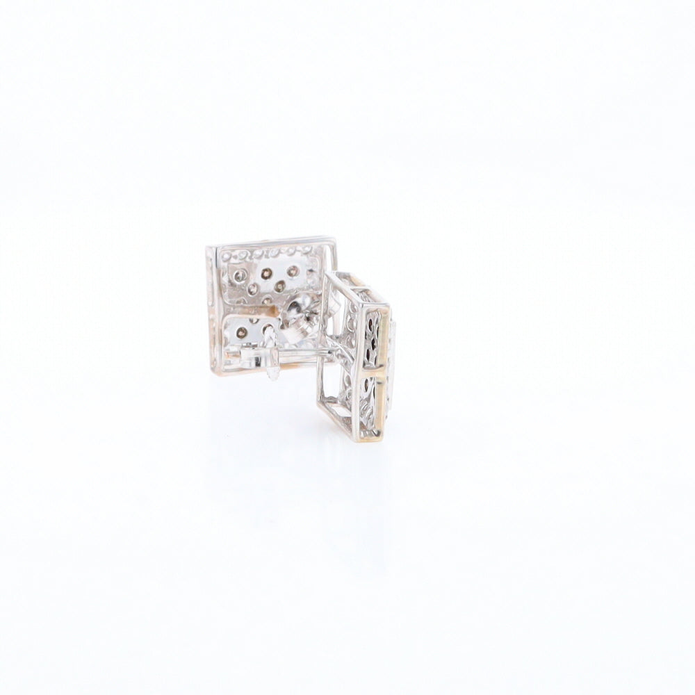 Square White & Chocolate Diamond Earrings