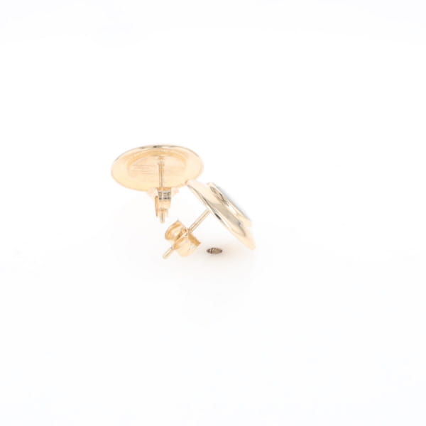 Superior Quality Gold Quartz Inlaid Circle Stud Earrings