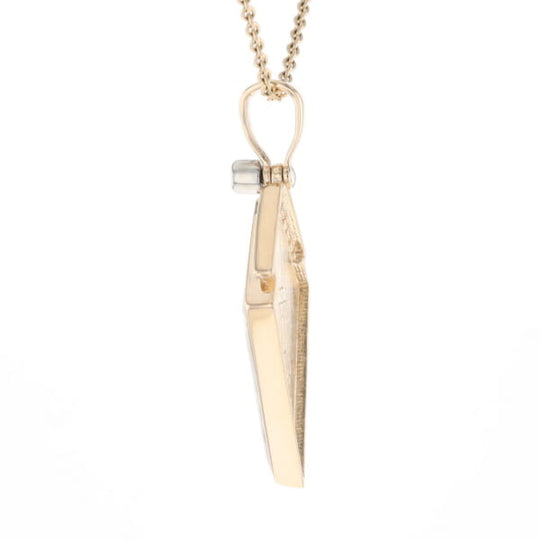 Gold Quartz Necklace Kite Shape Inlaid Pendant with .27ctw Diamonds