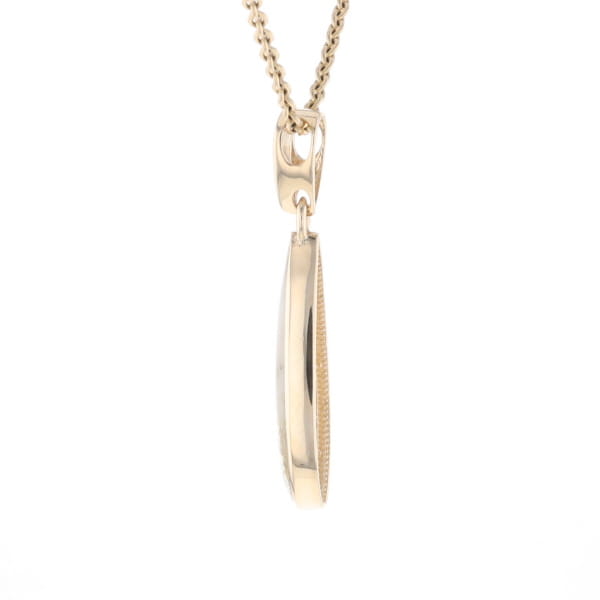 Gold Quartz Pendant Tear Drop Inlaid Design G2