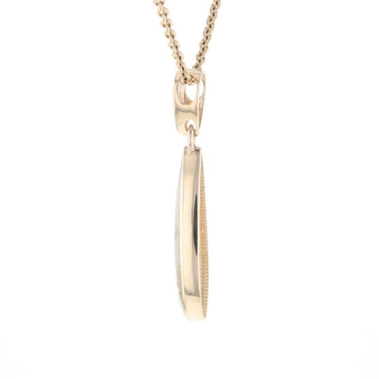 Gold Quartz Pendant Tear Drop Inlaid Design G2