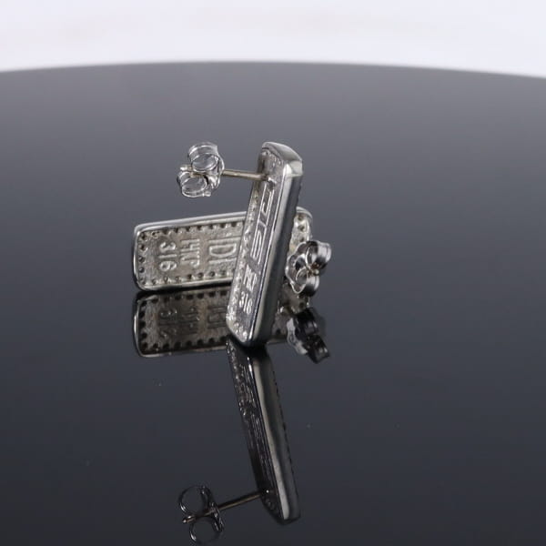 Opal Earrings Rectangle Inlaid with .50ctw Round Diamond Halo Studs