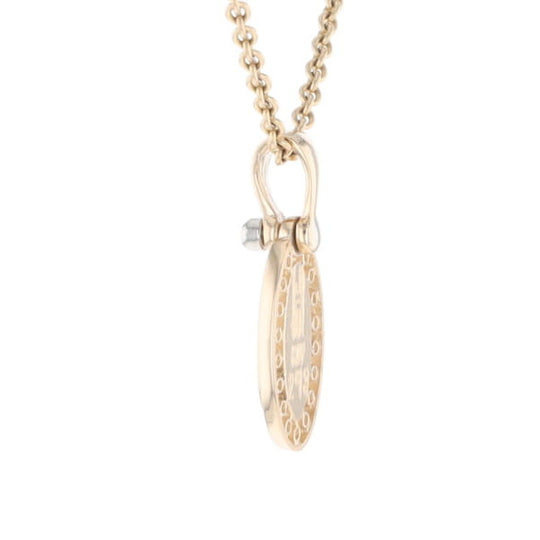 Gold Quartz Pendant Oval Inlaid with .22ctw Round Diamonds Halo (G1)