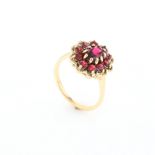 Floral Cluster Garnet Ring