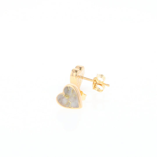 Gold Quartz Heart Stud Earrings - G2