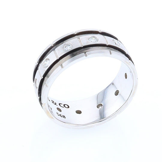 Contemporary Men's Comfort Fit Wedding Band With Diamonds