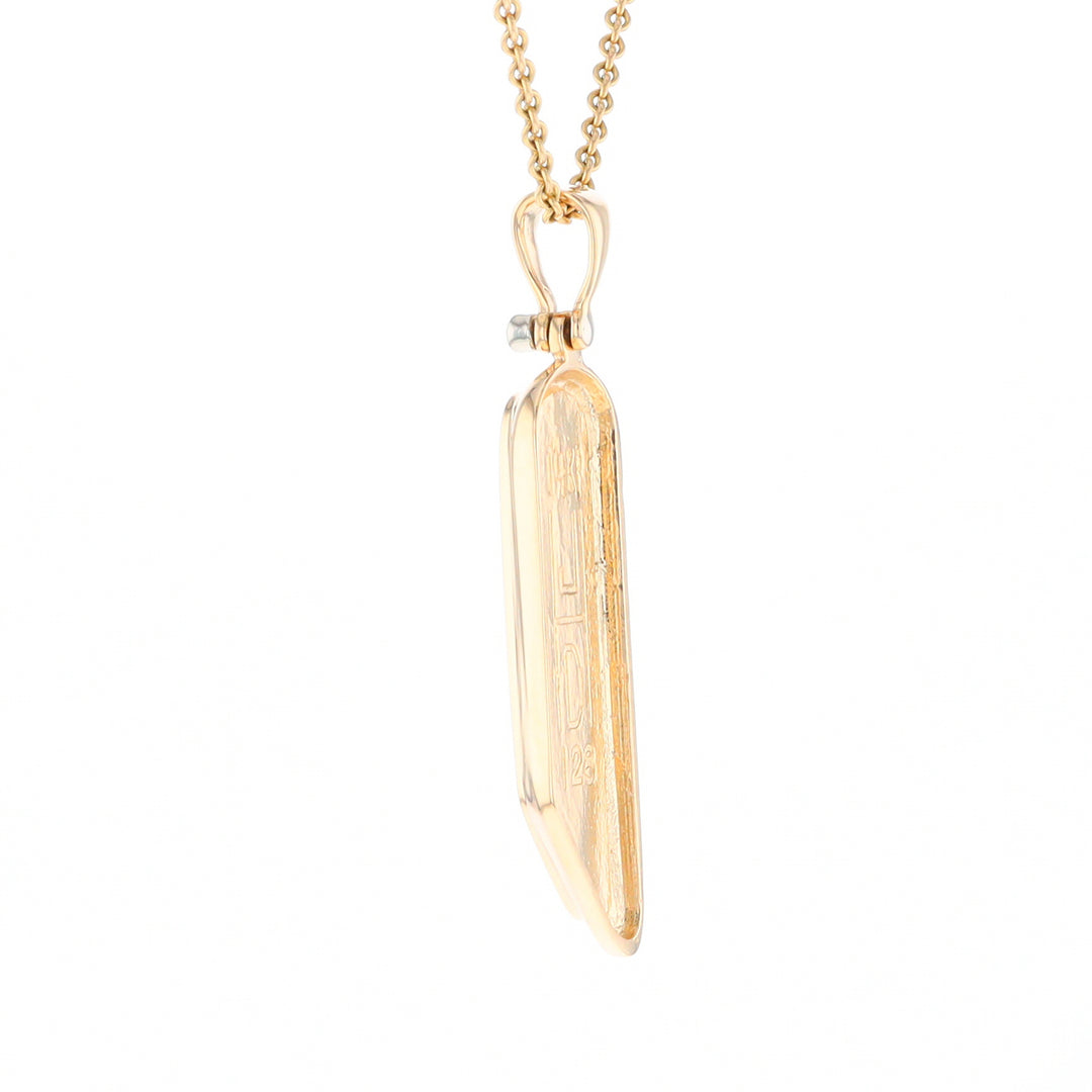 Gold Quartz Long Geometric Inlaid Pendant