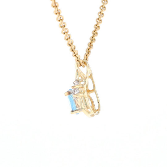 Pear Blue Topaz Diamond Pendant