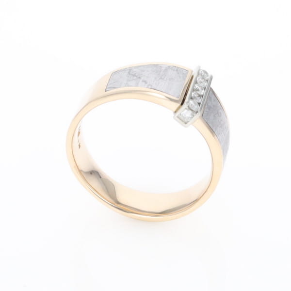 Meteorite Ring Double Sided Inlaid with .19ctw Round Diamonds